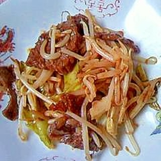 野菜炒め焼き肉の残りで